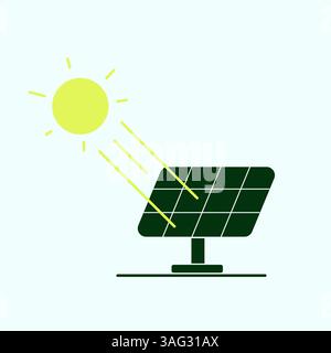 Pannelli solari, illustrazione del sole, energia solare, elettricità, dettagli semplici Illustrazione Vettoriale