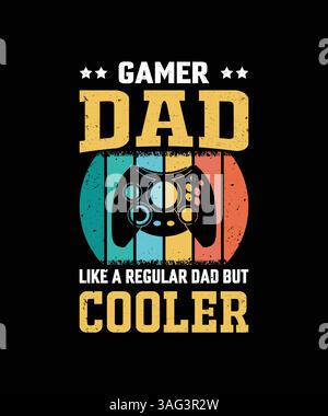 Camicia Papà del giocatore - come Un papà normale ma più fresco | T-shirt Vintage per papà più cool Illustrazione Vettoriale