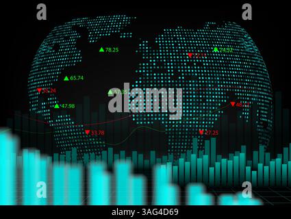 Mercato azionario o forex trading grafico e grafico a candele adatto per il concetto di investimento finanziario. Economia tendenze background per l'idea di business e. Illustrazione Vettoriale