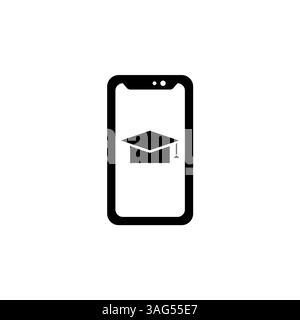 Formazione online, smartphone con tappo graduato icona vettoriale piatto solido isolata su sfondo bianco. Illustrazione Vettoriale