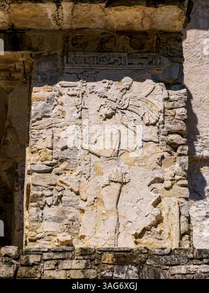 Il Palazzo, vista dettagliata, sito archeologico di Palenque, Palenque, Stato del Chiapas, Messico Foto Stock