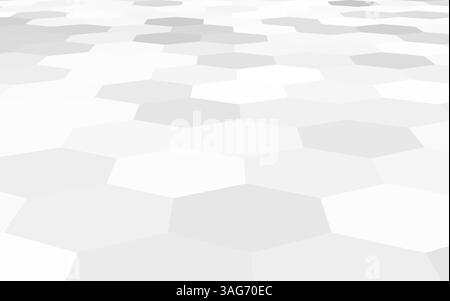 Motivo esagonale bianco con ombre sfumate morbide che creano un moderno sfondo geometrico astratto in uno stile minimalista e pulito Illustrazione Vettoriale