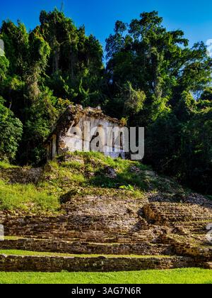 Tempio della Croce Foliata, sito archeologico di Palenque, Palenque, Stato del Chiapas, Messico Foto Stock