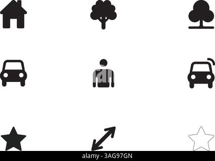 Illustrazione del set di icone della silhouette disegnata a mano Illustrazione Vettoriale