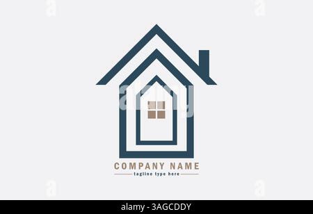 Design del logo dell'azienda edile e immobiliare Illustrazione Vettoriale