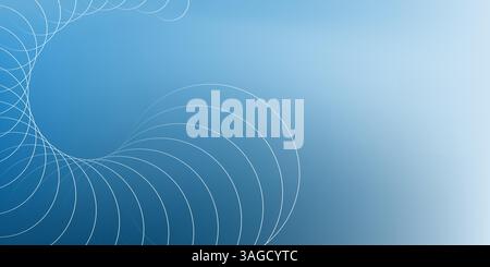 Grafica vettoriale astratta con cerchi intricati e linee intersecanti. Il motivo geometrico minimalista crea un senso di movimento e profondità, Illustrazione Vettoriale