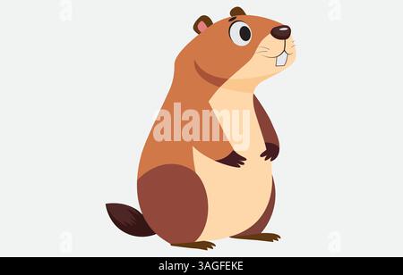 Illustrazione vettoriale Cartoon Cartoon Groundhog Cartoon isolata su sfondo bianco Illustrazione Vettoriale