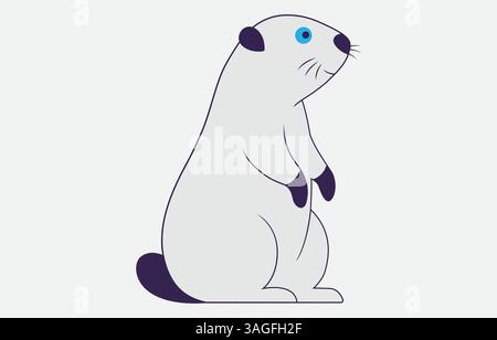 Illustrazione vettoriale Cartoon Cartoon Groundhog Cartoon isolata su sfondo bianco Illustrazione Vettoriale
