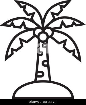 Albero di palma di cocco con in sfondo bianco Illustrazione Vettoriale