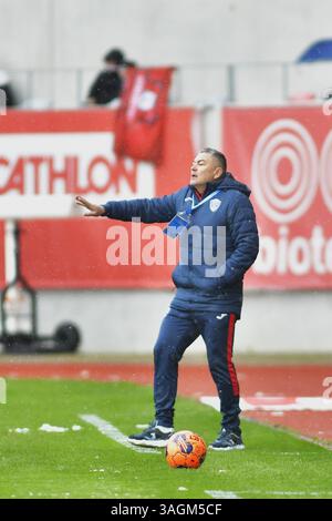 Ilie Stan - allenatore di Gloria Buzau , Superliga rumena Foto Stock