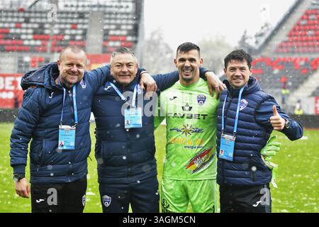 Ilie Stan - allenatore di Gloria Buzau , Superliga rumena Foto Stock