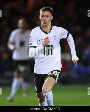 Peterborough, Regno Unito. 8 aprile 2025. Jay Stansfield (BC) alla partita Peterborough United contro Birmingham City EFL League One, al Weston Homes Stadium di Peterborough, Cambridgeshire, l'8 aprile 2025. Crediti: Paul Marriott/Alamy Live News Foto Stock