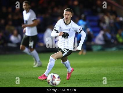 Peterborough, Regno Unito. 8 aprile 2025. Jay Stansfield (BC) alla partita Peterborough United contro Birmingham City EFL League One, al Weston Homes Stadium di Peterborough, Cambridgeshire, l'8 aprile 2025. Crediti: Paul Marriott/Alamy Live News Foto Stock