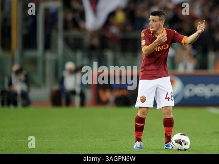 26 settembre 2012 - Roma, Italia - AS Roma vs UC Sampdoria gara del campionato di calcio serie A TIM disputata all'Olimpico di Roma protesta Florenzi (Credit Image: © Gilberto Carbonari/ZUMA Press) Foto Stock