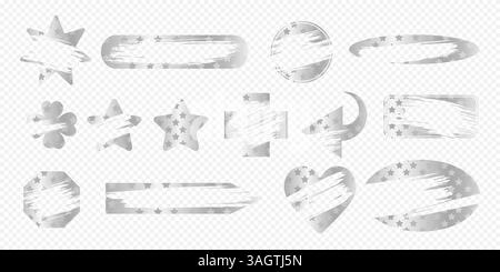 Set di forme di biglietti vincenti della lotteria con effetto texture raschiata che segna l'illustrazione vettoriale. Illustrazione Vettoriale