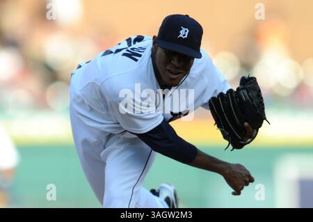 23 giugno 2009: Il lanciatore titolare dei Detroit Tigers Edwin Jackson n. 36 lancia un campo contro i Chicago Cubs a Comerica Park, Detroit, Michigan. Detroit Won, 5-4. (Immagine di credito: © Scott Schupbach/Cal Sport Media/ZUMA Press) Foto Stock