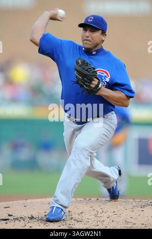 23 giugno 2009: Il lanciatore titolare dei Chicago Cubs Carlos Zambrano n. 38 lancia un campo contro i Detroit Tigers a Comerica Park, Detroit, Michigan. Detroit Won, 5-4. (Immagine di credito: © Scott Schupbach/Cal Sport Media/ZUMA Press) Foto Stock
