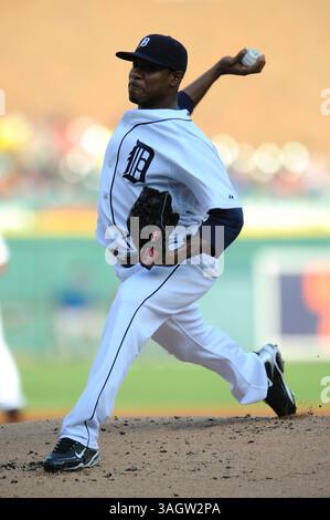 23 giugno 2009: Il lanciatore titolare dei Detroit Tigers Edwin Jackson n. 36 lancia un campo contro i Chicago Cubs a Comerica Park, Detroit, Michigan. Detroit Won, 5-4. (Immagine di credito: © Scott Schupbach/Cal Sport Media/ZUMA Press) Foto Stock