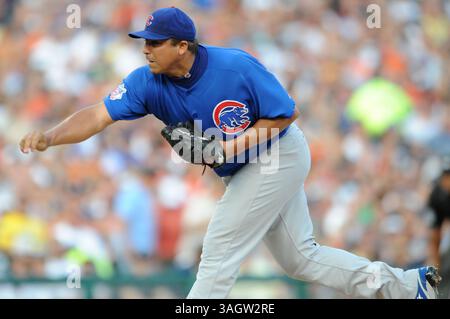 23 giugno 2009: Il lanciatore titolare dei Chicago Cubs Carlos Zambrano n. 38 lancia un campo contro i Detroit Tigers a Comerica Park, Detroit, Michigan. Detroit Won, 5-4. (Immagine di credito: © Scott Schupbach/Cal Sport Media/ZUMA Press) Foto Stock