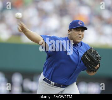 Il lanciatore titolare dei Chicago Cubs Carlos Zambrano lanciò nel primo inning contro i Detroit Tigers a Detroit, Michigan, il 23 giugno 2009. JULIAN H. GONZALEZ/Detroit Free Press (immagine di credito: © Detroit Free Press/ZUMA Press) Foto Stock