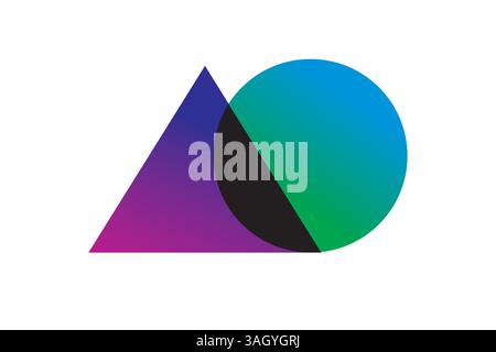 le forme triangolari e circolari si collegano e sfumano con il design astratto del logo Illustrazione Vettoriale