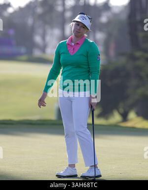 26 APR 2015 San Francisco, CA : Morgan Pressel reagisce a un colpo sbagliato durante LPGA Swinging skirts Classic al Lake Merced Golf Club San Francisco, CA(Credit Image: © Thurman James/Cal Sport Media/ZUMAPRESS.com) Foto Stock