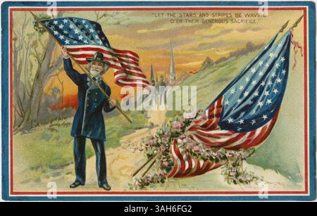 11 marzo 2015 - Let the Stars and Stripes be Waving Oâ€™er their generoso sacrificio.â€ , American Civil War, Raphael Tuck & Sons â€˜Decoration dayÂ€™ Series, No. 158, Postcard, circa 1909 (immagine di credito: © Glasshouse/ZUMA Wire) Foto Stock