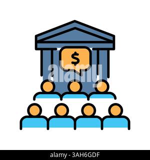 icona piatta a colori delle politiche fiscali per progetti digitali e di stampa. Icone di pulizia minime per applicazioni e siti Web. Icone semplici e moderne per UI UX e branding Illustrazione Vettoriale