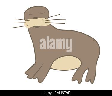 Immagine vettoriale isolata di una foca pelliccia di cartone animato su sfondo bianco. Illustrazione Vettoriale