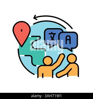 Icona piatta a colori integrata per progetti digitali e di stampa. Icone di pulizia minime per applicazioni e siti Web. Icone semplici e moderne per UI UX e branding Illustrazione Vettoriale