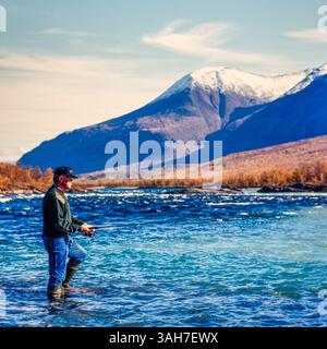 Pesca a Laponia Foto Stock