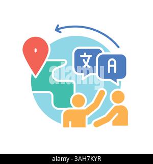 Icona piatta a colori integrata per progetti digitali e di stampa. Icone di pulizia minime per applicazioni e siti Web. Icone semplici e moderne per UI UX e branding Illustrazione Vettoriale