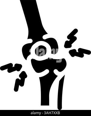 illustrazione del vettore dell'icona del glifo con lesione da frattura da lussazione articolare Illustrazione Vettoriale