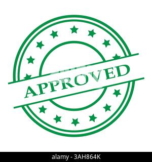 Logo con sigillo approvato verde - timbro vettoriale con stelle e bordi frastagliati Illustrazione Vettoriale