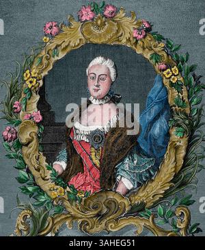 Caterina II (1729-1796), la grande. Imperatrice della Russia dal 1762 al 1796. Incisione, 19° c.. Foto Stock