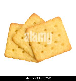 una pila di cracker sullo sfondo bianco con la maschera di ritaglio Foto Stock