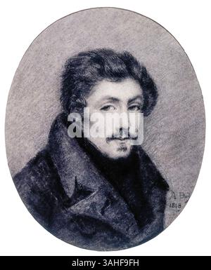 Eugène Delacroix. Ritratto dell'artista romantico francese Ferdinand Victor Eugène Delacroix (1798-1863) a matita di Alphonse Boilly, 1818 Foto Stock