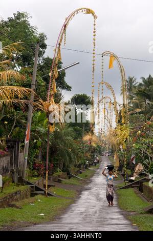19 agosto 2013 - Bali, Indonesia - Una tipica strada del villaggio vicino al santuario Tampaksiring Kaki Gunung. Ubud. Bali. Campo di riso situato intorno al tempio Kaki Gunung nel centro dell'isola vicino alla città di Bangli. Ubud. (Immagine di credito: Sergi Reboredo/ZUMA Wire/ZUMAPRESS.com) Foto Stock