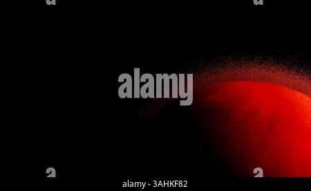 Pianeta rosso Marte con superficie ombreggiata, illuminato su uno sfondo nero. Illustrazione del frullatore 3D. Foto Stock