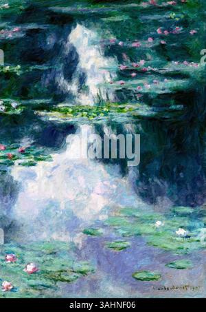 Pond with Water Lilies (1907) by Claude Monet – Iconic Impressionist Water Lily Painting, Public Domain, High-Resolution Fine Art Print Foto Stock