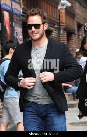 Chris Pratt registra un'apparizione al Late Show with David Letterman a New York City - 29 luglio 2014 Foto Stock