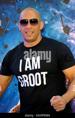 VIN Diesel partecipa alla premiere britannica di "Guardiani della Galassia" presso Empire Leicester Square a Londra, Inghilterra, 24 LUGLIO 2014 Foto Stock