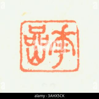 Stampa semplificata del sigillo cinese, che rappresenta l'autorità, utilizzata in contesti ufficiali o culturali. Foto Stock