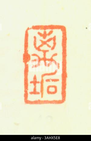 Un sigillo cinese semplificato comunemente usato per marcare la proprietà e l'autenticità, spesso visto nelle opere d'arte e nei documenti tradizionali. Foto Stock