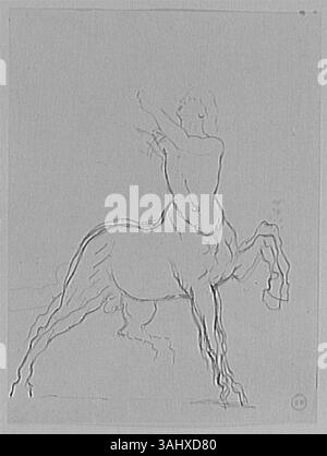 Etude pour l'Enlèvement de Déjanire di Gustave Moreau, creato tra il 1850 e il 1895, è uno studio preparatorio per la scena mitologica del rapimento di Dejanira. Mette in risalto le figure dinamiche e la narrazione drammatica. Foto Stock