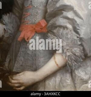 Questo dettaglio tratto dal ritratto di Anthony van Dyck del 1632 di Carlo i e della regina Enrichetta Maria mostra la coppia in una posa formale e regale, con enfasi sul loro abbigliamento reale in olio su tela. Foto Stock