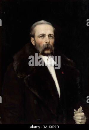 Il dipinto di Albert Edelfelt del 1883 "Ritratto del padre dell'artista, direttore principale Carl Albert Edelfelt" cattura la somiglianza di suo padre, una figura chiave nella sua vita. Questo ritratto a olio su tela riflette il rispetto familiare e la connessione emotiva dell'artista. Foto Stock