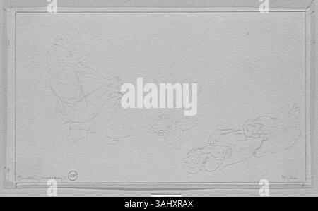 Questo insieme di studi di Gustave Moreau raffigura l'eroe mitologico Ercole che combatte l'Idra Lernaea, concentrandosi sul movimento, la forza e l'azione drammatica. Foto Stock