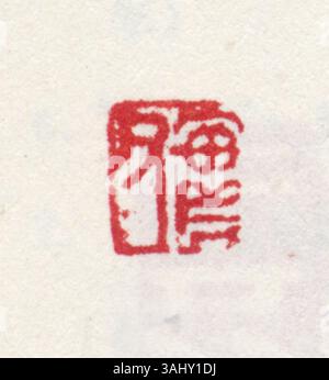 Stampa semplificata del sigillo cinese, che denota autorità e significato culturale in contesti ufficiali. Foto Stock