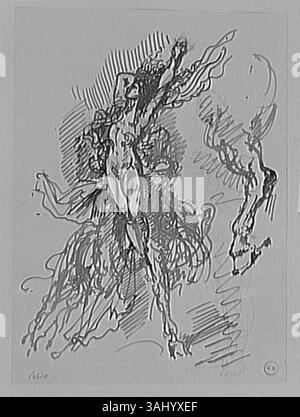 Questo studio del 1850-1895 di Gustave Moreau, 'Etude pour l'Enlèvement de Déjanire', presenta un disegno preparatorio per la storia mitologica di Ercole e Dejanire. Fa parte della collezione del Museo Gustave Moreau. Foto Stock